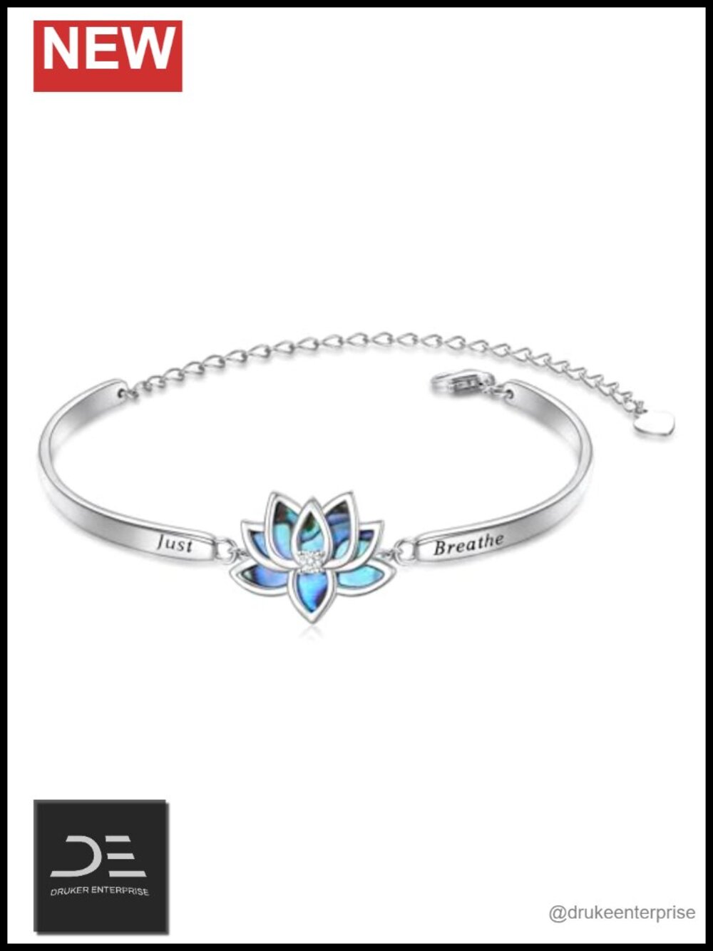 925 Sterling Silver Lotus Bangle Bracelet Adjustable Gifts